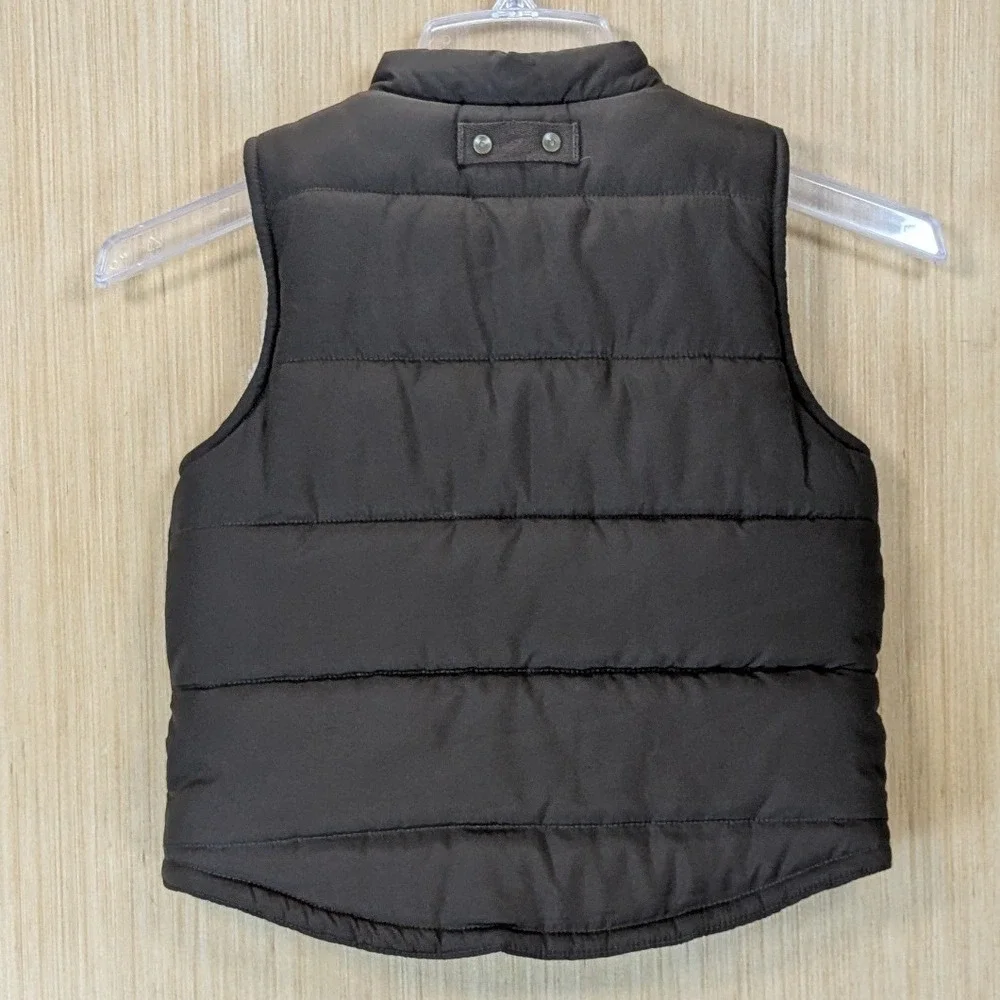 Janie and Jack Kids Brown Puffer Vest Sherpa Lined Grizzly Point 3T